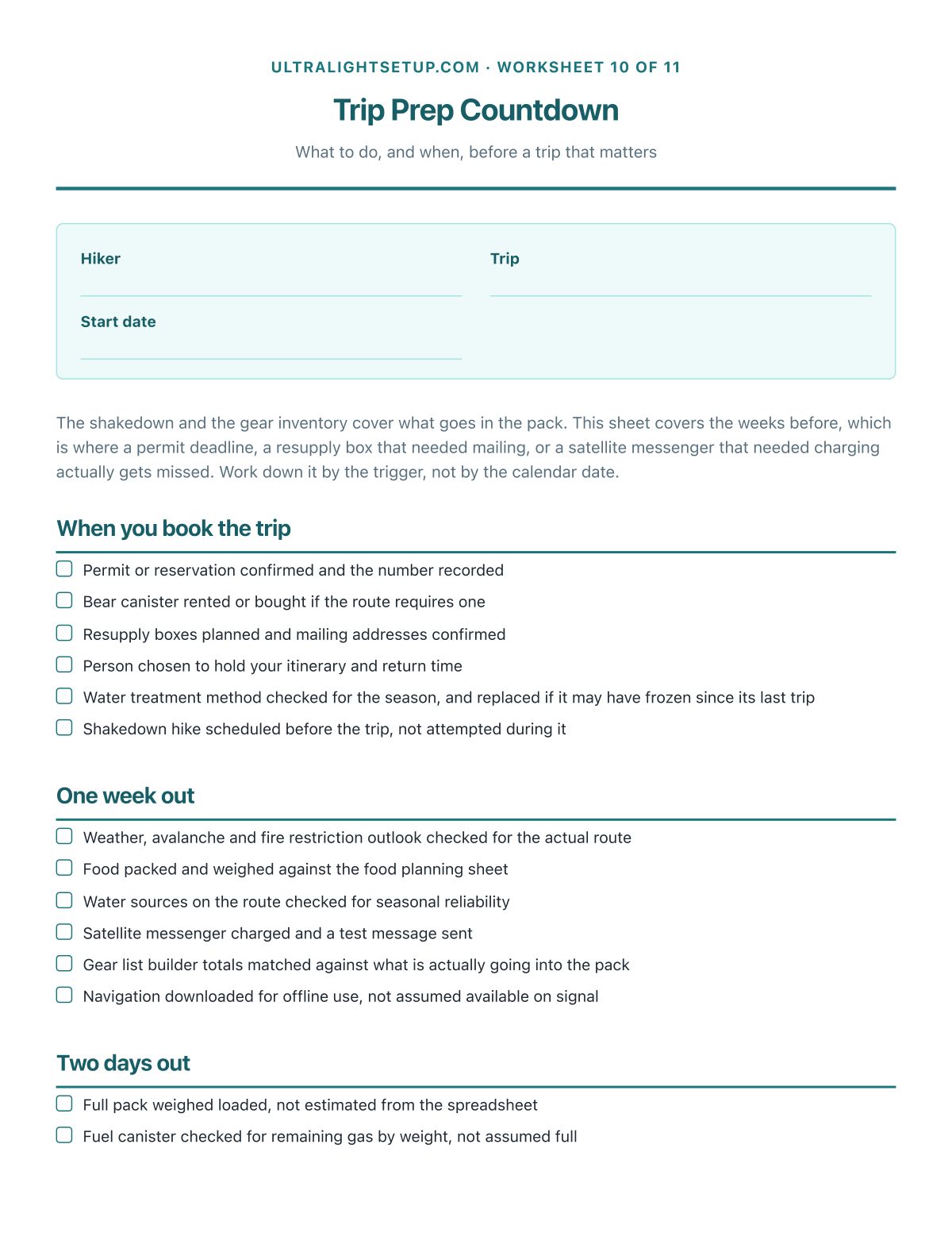 The weeks-before, days-before and night-before checklist for a trip that matters